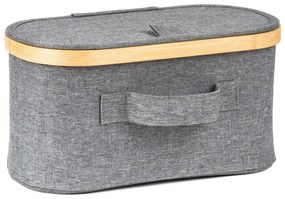 G21 tárolódoboz 30 x 15 x 15 cm, bambuszfedéllel, szürke