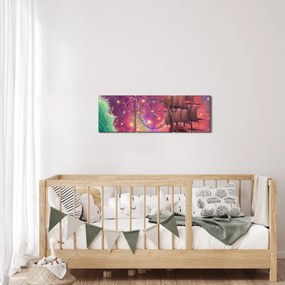 Kép - Hajó űr égbolttal (órával) (90x30 cm)