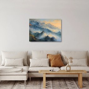 Üveg kép - Festett hegyi táj (70x50 cm)
