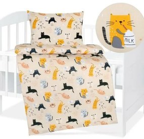 Bellatex pamut ágynemű Agata Cats bézs, 90 x 135cm, 45 x 60 cm, bézs, 90 x 135 cm