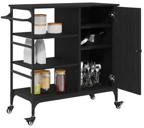 Konyhai Kocsi Fekete Tölgy 87.5x38.5x84.5 cm Szerelt Fa