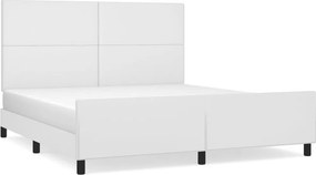 vidaXL fehér műbőr ágykeret fejtámlával 160x200 cm