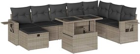 vidaXL 9 részes világosszürke polyrattan kerti ülőgarnitúra párnával