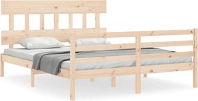 vidaXL tömör fa ágykeret fejtámlával King Size