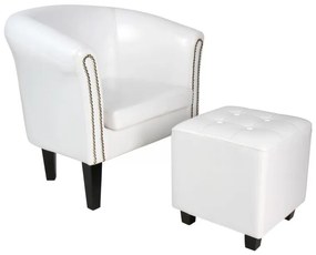 MIADOMODO Fotel székkel  Chesterfield fehér