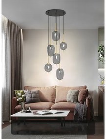 Wofi 5007-502 - Csillár zsinóron BELLEVILLE 6xE14/40W/230V fekete/arany