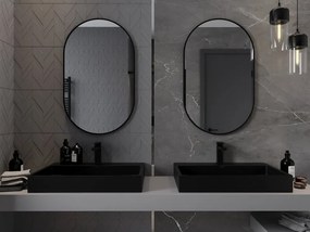 Mexen Loft ovális fürdőszobai tükör 90 x 55 cm, fekete keret - 9851-090-055-000-70