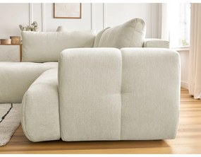 Bézs kinyitható-tárolóhelyes sarokkanapé (bal oldali-L alakú) Fuji – Bobochic Paris