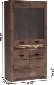 Vitrines szekrény, kőris sötét, INFINITY I-03