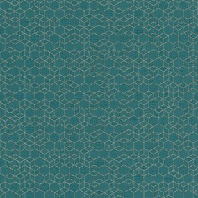 Türkiz vinil tapéta geometrikus mintákkal