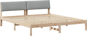 vidaXL Ágykeret Barna és világosszürke 200 x 200 cm Tömör fenyőfa