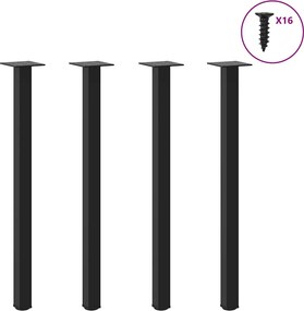 vidaXL 4 db fekete acél konzolasztal láb 72-74 cm
