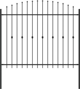 vidaXL Tüskés kerítés Fekete 200 x 200 cm Porszórt acél