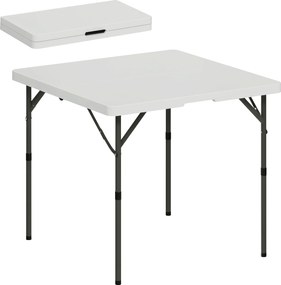 Outsunny Összecsukható Kempingasztal Magasságállítható Multifunkcionális Asztal Könnyű Oldalasztal Kert, Terasz, Erkély, Kemping, Piknik 86 x 86 cm Fe