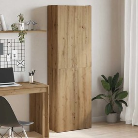 kézműves tölgy színű szerelt fa magasszekrény 60 x 32 x 190 cm