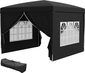 Outsunny Pavilon kb. 3x3m, Vízhatlan Stabil Téli Pop-up Összecsukható Pavilon, UV Védelem 50+, Összecsukható Party Sátrazás Terv, 4 Oldalfallal, Kert