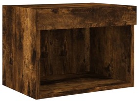 4 darab füstös tölgy színű falra szerelhető TV-szekrény LED-del