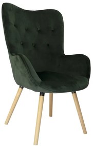 Sötétzöld bársony fotel COZY