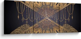 Kép - Arany mandala nyilakkal (órával) (90x30 cm)