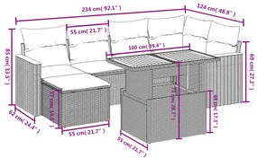 7 részes szürke polyrattan kerti ülőgarnitúra párnákkal