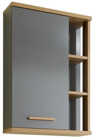 Szürke fali fürdőszoba szekrény tölgyfa dekorral 50,5x74,5 cm Quickset 924 – Pelipal