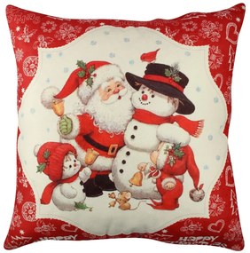 Santa and Snowman Díszpárna, Gravel, 43x43 cm, polipamut, színes