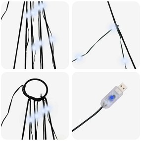 LED Karácsonyfák talajráccsal Hideg fehér 300 cm Fém