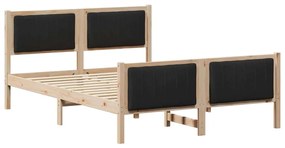 Ágykeret fejtámlával Barna és fekete 140 x 200 cm Tömör fenyőfa