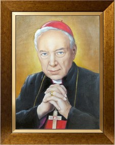Wyszyński bíboros Szent Kép Vászon Arany Díszkeret 30X40