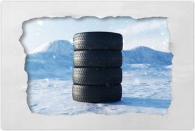 Poszterek 90x60 4 Nyári gumiabroncsok a hóban