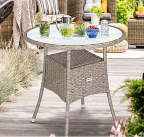 Casaria® Rattan asztal - krémszínű