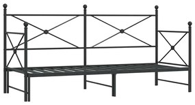 kihúzható kanapéágy matrac nélkül fekete 90x190 cm acél