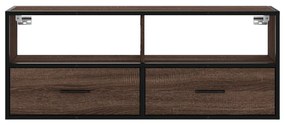 barna tölgy színű szerelt fa és fém TV-szekrény 100x31x39,5 cm