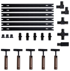 Modern sínrendszer 5 sötét bronz spotlámpával, 1 fázisú GU10 35 mm - Iconic Jeana Luxe