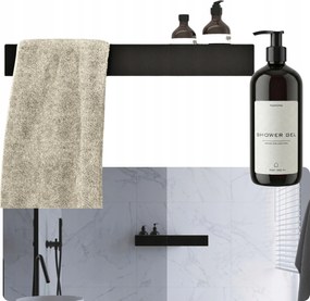 Harmony Fürdőszobai Zuhanypolc Törölközőtartóval Fekete 62 cm