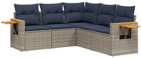 5 részes szürke polyrattan kerti ülőgarnitúra párnával
