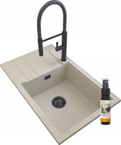 Gránit Mosogató Bézs Szifon Fekete Korbács Magas Louis