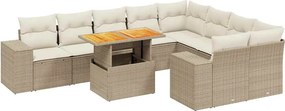 vidaXL 10 részes bézs polyrattan kerti ülőgarnitúra párnával