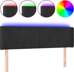 vidaXL fekete bársony LED-es fejtámla 147 x 16 x 78/88 cm
