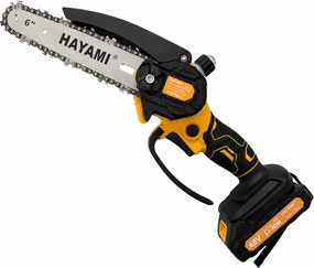 Akkus 15 cm-es láncfűrész HAYAMI HA-1001 + 2 db akkumulátor + tartozékok