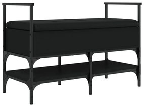 fekete szerelt fa cipőtároló pad 85,5 x 42 x 57,5 cm