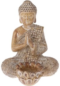 Buddha kerti dekoráció teamécseshez, 14 x 19 x 13 cm, homokszínű