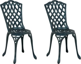 vidaXL Kerti Szék 2 pcs Zöld 39 x 40 x 87cm Alumínium