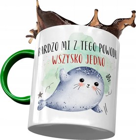 Zöld bögre fóka mintával Ajándék fényképpel