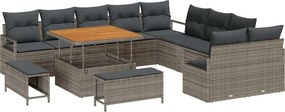 vidaXL Kerti Kanapé Szett párnával tárolóval párnával 13 pcs Szürke