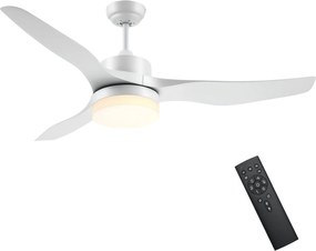 HOMCOM Mennyezeti Ventilátor LED Világítással, Visszafelé Forgatható LED Mennyezetifény, 6 Sebesség, 3 Fény Szín, Mennyezeti Lámpa Távvezérlővel, Időz