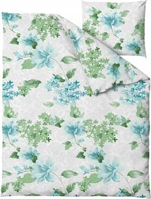 Ágyneműhuzat 140x200 Amelia szürke zöld kék világos virágok párnahuzattal arany