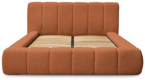 Narancssárga kárpitozott ágyneműtartós franciaágy ágyráccsal 140x190 cm Denali – Bobochic Paris