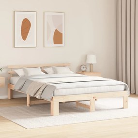 Tömör fenyő ágykeret Természetes fa Tömör fenyőfa 150 x 200 cm