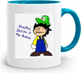 Kék Bögre Ajándék Grafika Graphic Desgin nyomtatott fényképpel